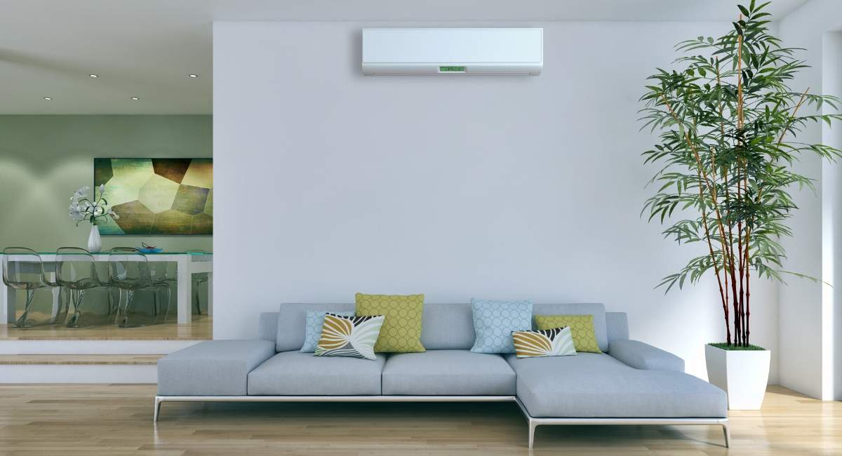Living room with split system wall air conditioning